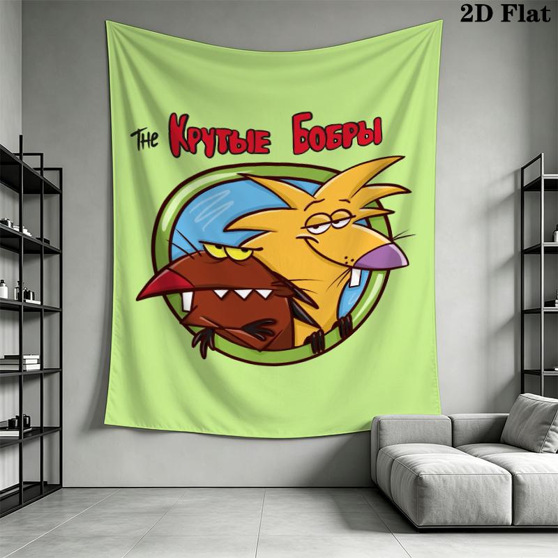 The Angry Beavers Wall Tapestry Aesthetic Wall Hanging Printed Fabric Blanket Decorative Tapestries for Bedroom Living Room Home Decor