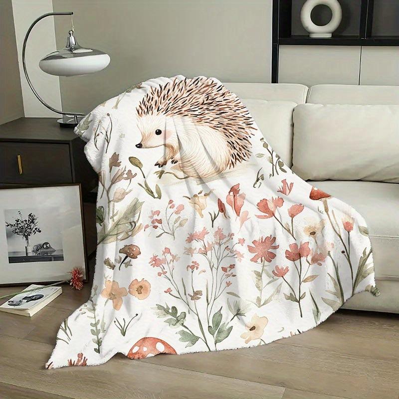 Cartoon Hedgehog Blanket Flannel Four Seasons Cute Animals And Plants Multi-Functional Lightweight Blanket Household Bedroom Blanket