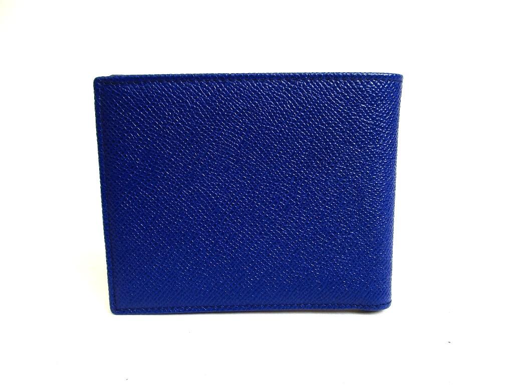 Authentic BVLGARI Blue Leather Bifold Bil Wallet Compact Wallet #b129  Open Box