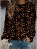 2025 autumn and winter Halloween element explosion 3D digital printing women's crew neck sweater