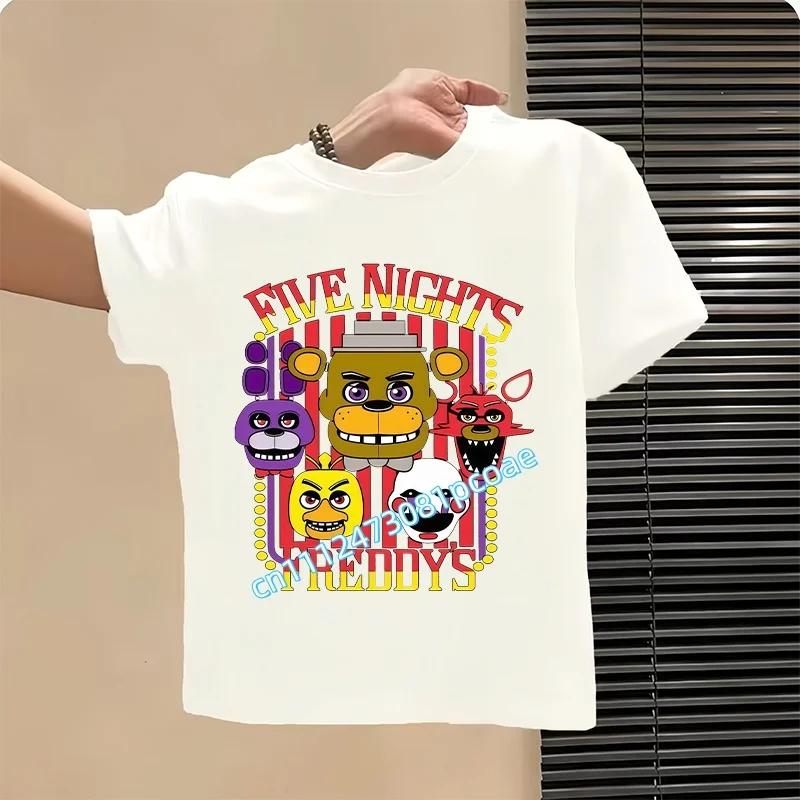 2026 T-shirt per Bambini Five Nights At Freddys Cartone Animato T-shirt Grafica FNAF Top Sportivi Casual per Bambini Maniche Corte Abbigliamento per Bambini