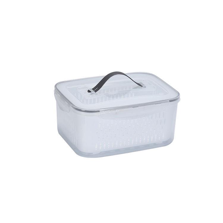 Transparent Double-Layer Kitchen Drainer and Fresh-Keeping Box for Vegetables and Fruits