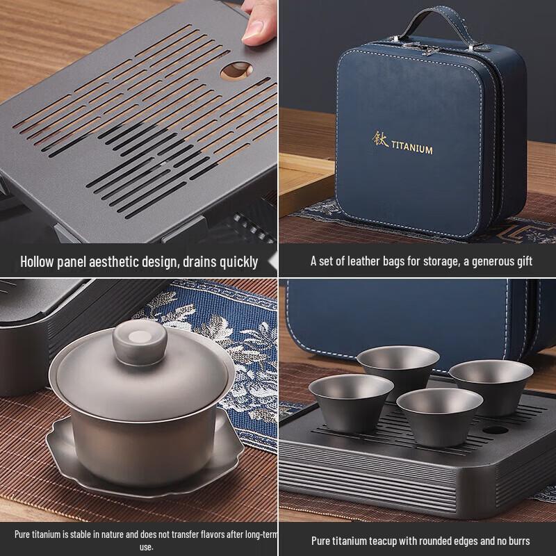 ZHOUYUEHENGSHENG Pure Titanium Portable Tea Set