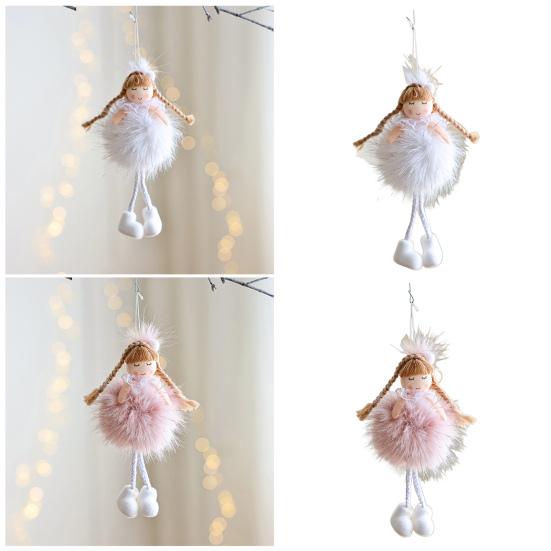 Christmas Angel Doll Pendant with Long Pigtail Design Health Happiness Blessings Decorative Hanging Ornament