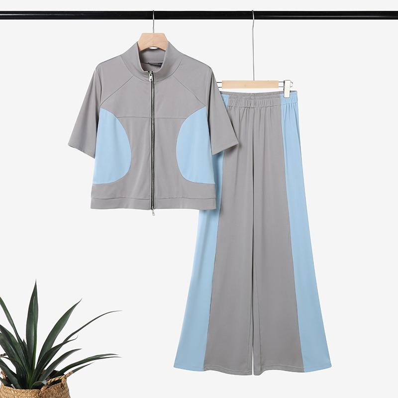 

ZANZEA Women Short Sleeve T-Shirts and Long Pants Summer Two Piece Suit Sets 2XL сірий колір