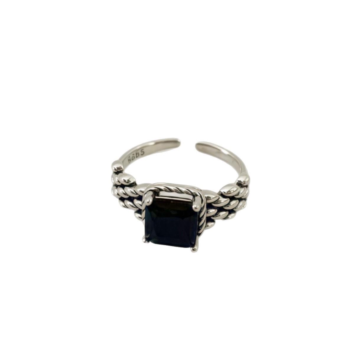 

Korean Dongdaemun Black Square Brick Adjustable Women s Ring - High-End Heavy Industrial Niche Design. античный серебряного