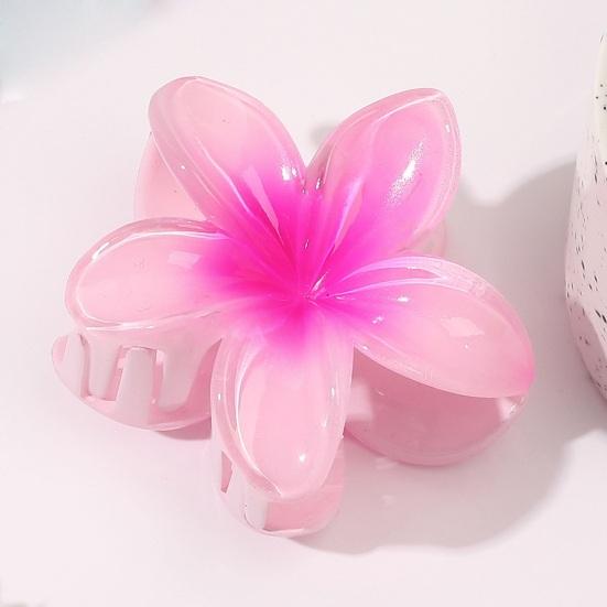 2 Pcs Flower Hair Clips Strong Claw Gradient Contrast Color Plumeria Anti-slip Hair Fixation Decoration Smooth Surface Women Hair Accessory