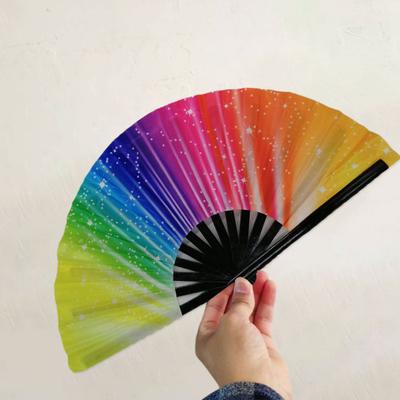 Folding Fan Sturdy Fan Bone Exquisite Pattern Bright Color Glow In The Dark Festival Performance Party Supply