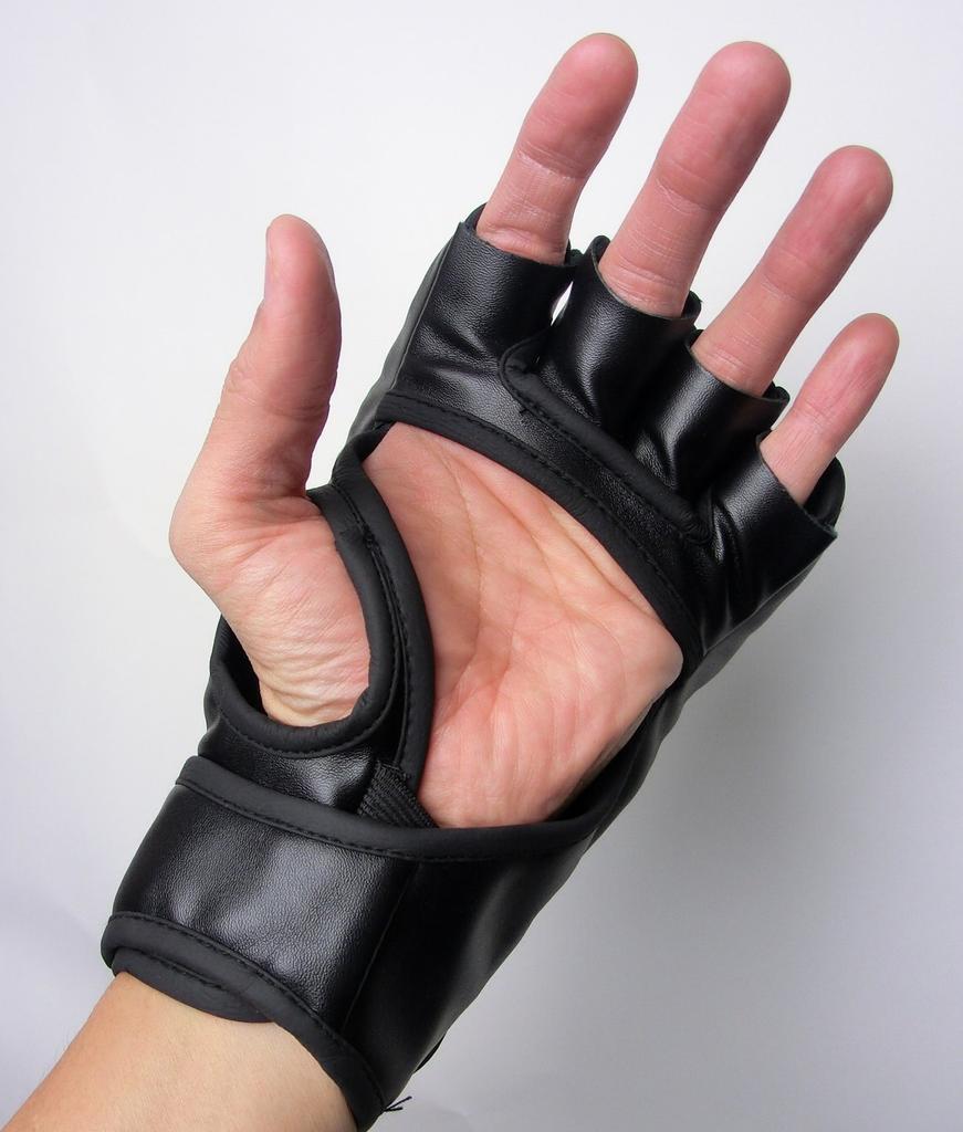 Schwarze Open-Finger-Handschuhe für Mixed Martial Arts, Vale Tudo, MMA, UFC, RIZIN ONE und Shooto. Halbfingerhandschuhe für Sparring. [Importiert]