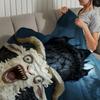 Alternative Gothic Spooky Goat Face art soft warm plush blanket dormitory sofa living room hogar bedroom gift nap home Flannel