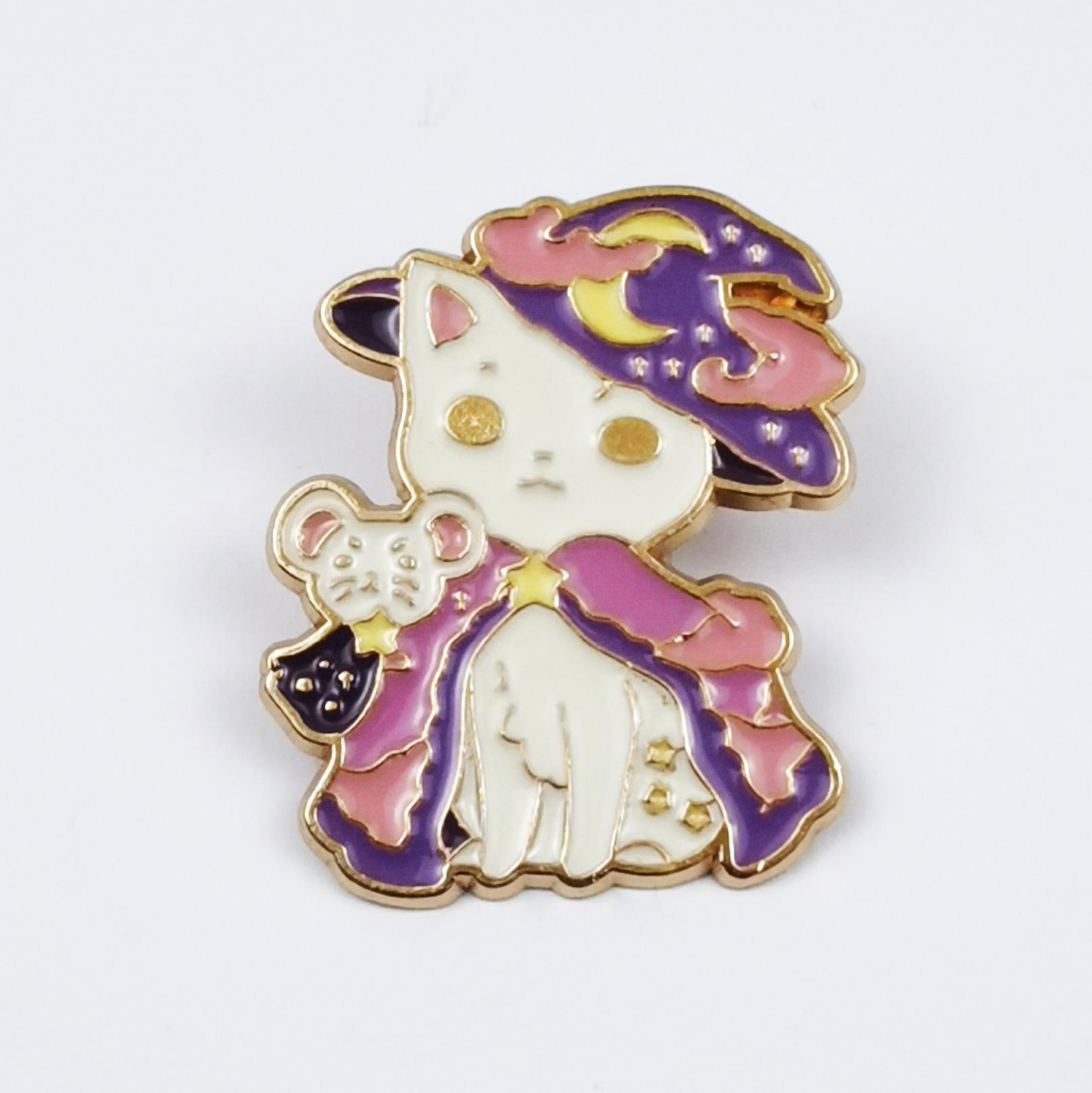 Creative Cat Wizard Brooch: Cute Drip Oil Cartoon Alloy Badge for Fashion and Accessories
