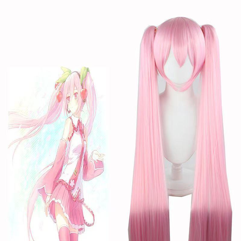 

Anime Beginner Future Sakura Vocaloid Miku Pink Midi Dress Cosplay Costume Girl Skirt Wig Uniform Women Carnival Party Dress Up XS（old）&Hatsune Miku