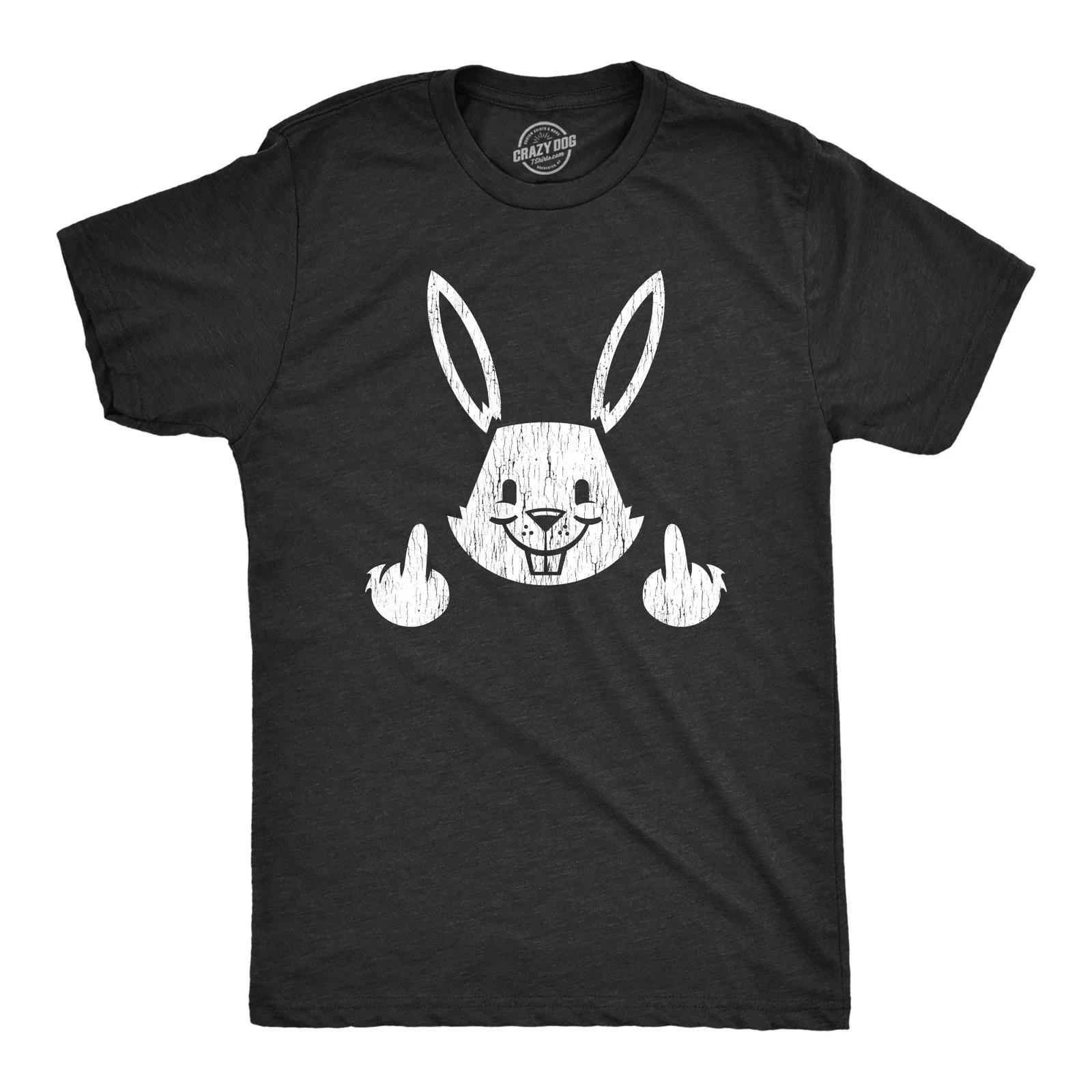 Mens Bunny Giving The Finger T shirt Funny Easter Graphic Cool Novelty Tee XXL