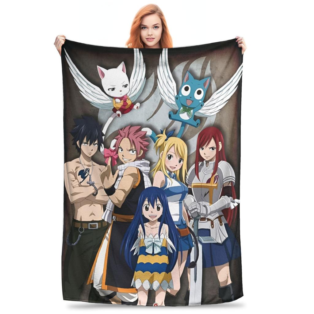 Fairy Tail Knitted Blanket Flannel  Super Soft Throw Blankets for Outdoor Travel Bedspread
