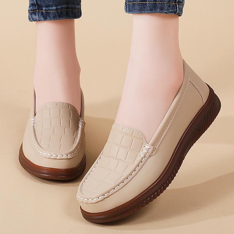 

Женские мокасины на платформе, повседневная обувь без шнуровки для ходьбы, больших размеров, для мамы 35 бежевый