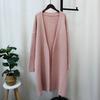 Autumn and Winter New Medium and Long Knitted Cardigan Women's Solid Color Loose Lazy Style Versatile Sweater Jacket
