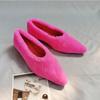 Fashion Fashion Pointed Toe Fur Ballet Flat Woman Winter Warm Plush Shallow Loafer Ladies Concise Furry Heeled Dress Shoes Zapatos Mujer