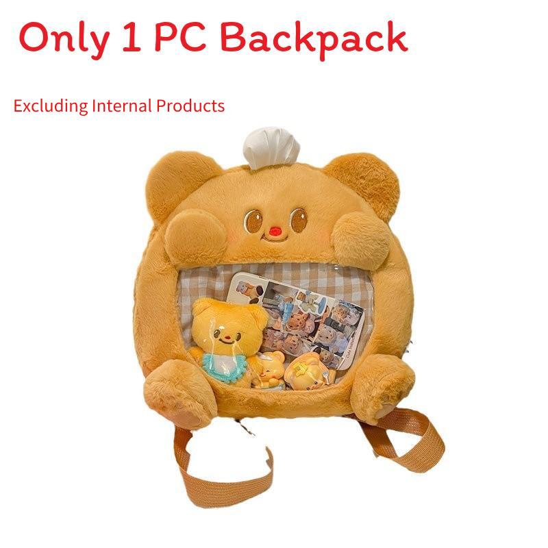 Butter Bear Plush Backpack Cute Cartoon Peripheral Large Schoolbag Capacity