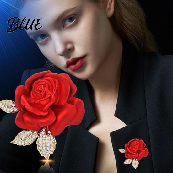 Decorative Brooch Accessory Alloy Pin Rose Flower Shape Shiny Rhinestones