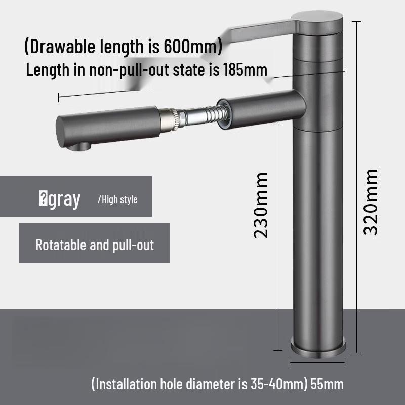TLXT Bathroom Hot/Cold Pull-Out Faucet