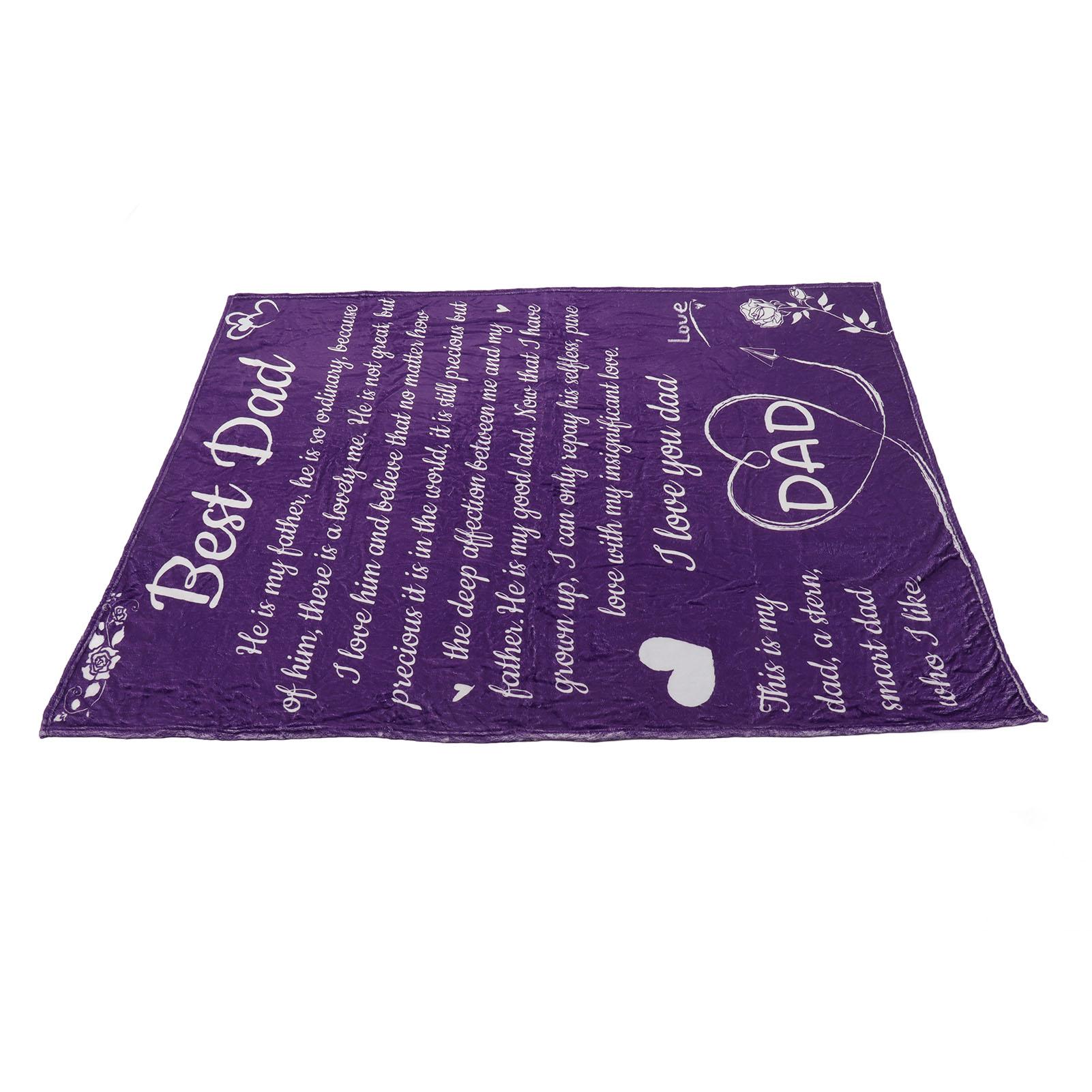 

Flannel Blanket Alphabet Pattern Soft Comfortable Lightweight Portable Purple Personalized Dad Blanket for Father s Day