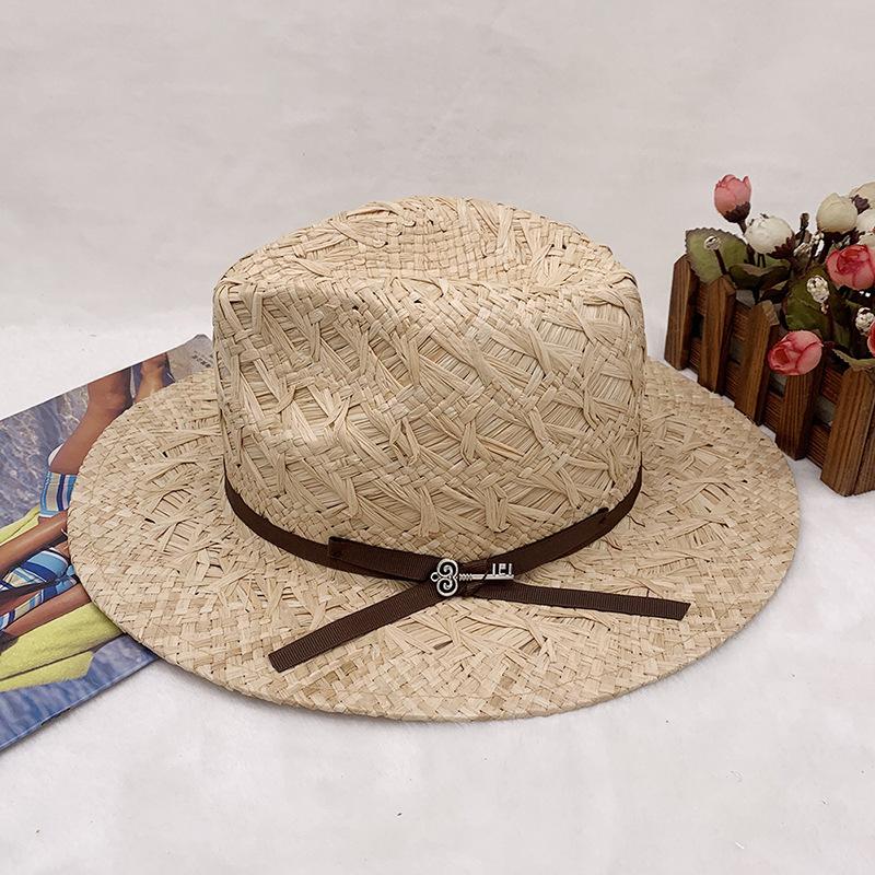 Hand-Woven Natural Raffia Men S And Women S Outdoor Hats Straw Jazz Style Straw Hats Adjustable
