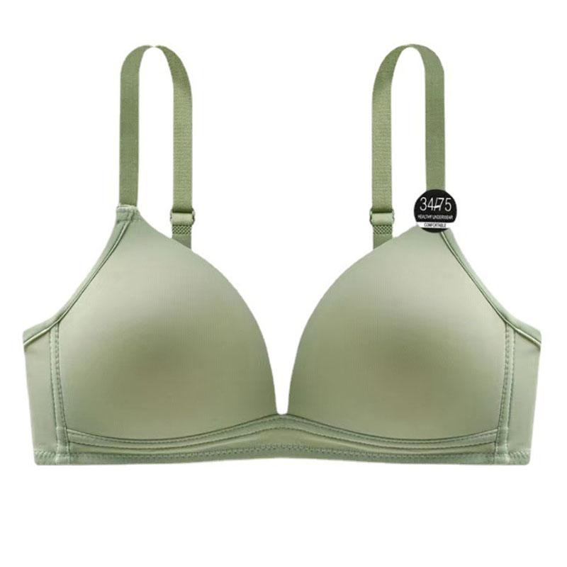 Simple Triangular Cup Deep V Seamless Bra Ladies' Small Breasts Gathered Together Smooth Surface Without Steel Ring Lightweight Bra