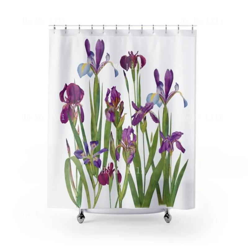 Шторки для душа Красивые голландские цветы Весенние цветы Ирис Подарок для ванной Комнатный декор W90xH180cm