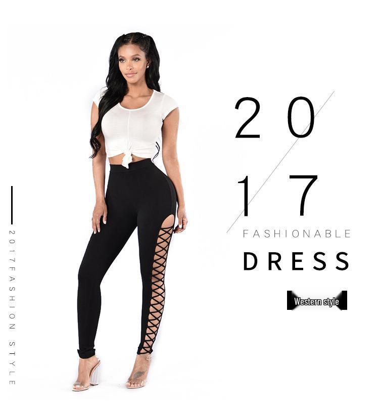 Meiluoshi Snøring Kryss-Side Leggings - Ny Europeisk & Amerikansk Stil for Vår/Høst, Perfekte Dame-Utfluktsbukser.