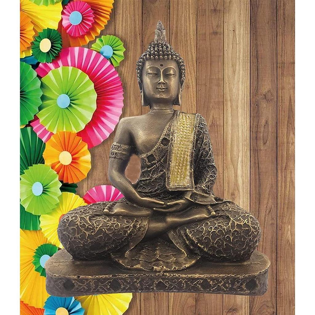 Polyresinová socha sedícího idolu Buddhy Předváděcí kus pro dekoraci domova Dárkové předměty 1 obr. (BLK růžová), Náboženský