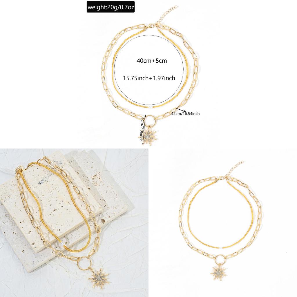 Élégant Collier Pendentif Tournesol Pour Femmes En Alliage de Zinc et Style Tendance