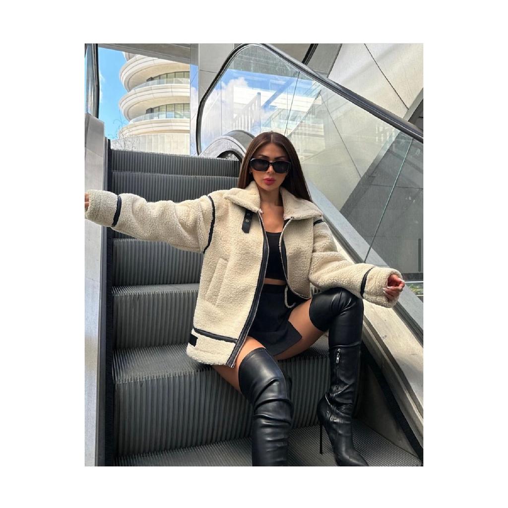 Biker Plush Coat In The Model Of The Famous Fur Fur Brand