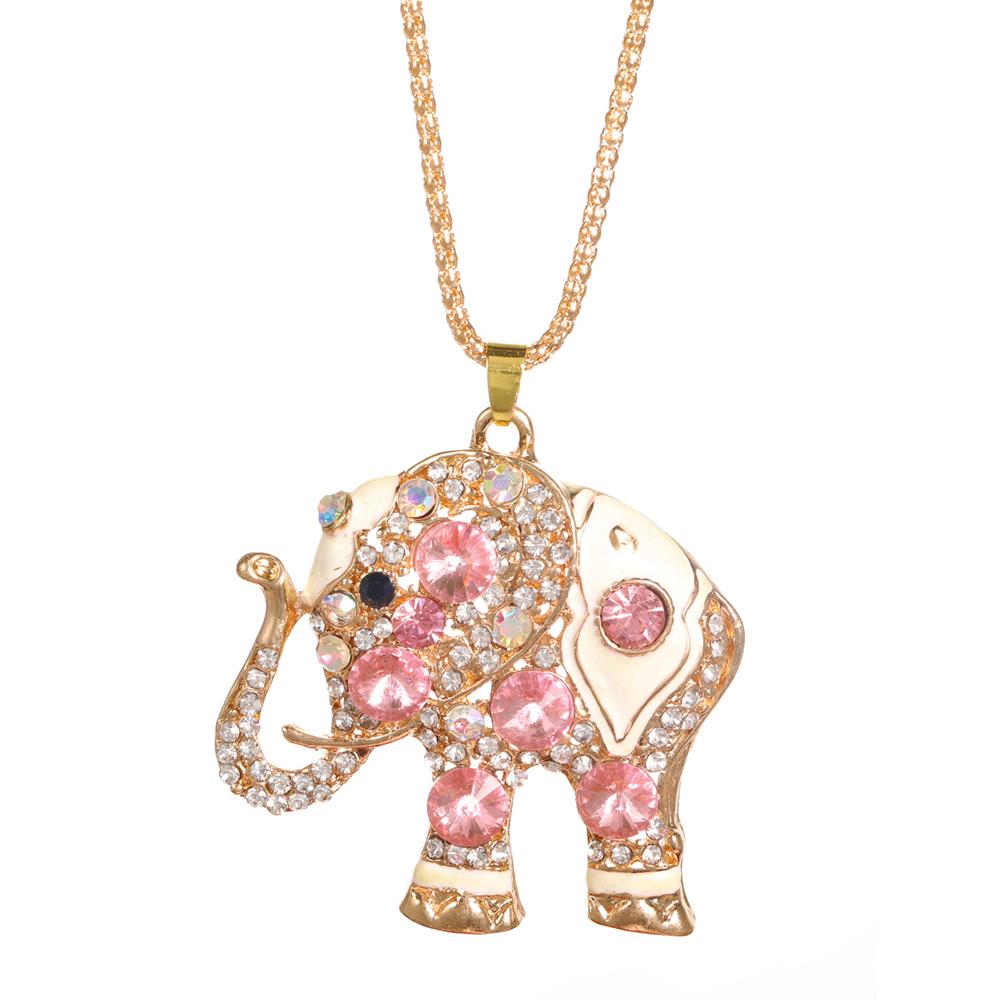 New Rhinestone Elephant Pendant High Quality Stainless Steel Chain Women's Street Style Accessories Fashion Necklace Jewelry