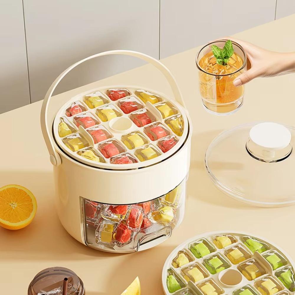 Press Type Home Ice Box with Lid Ice Cube Maker Fashion Ice Compartment Boxs Ice Tool