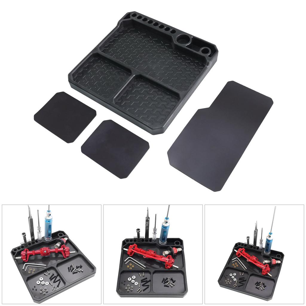 Soft Plastic Repair Storage Tray with 10 Dedicated Slots Compartments and Magnetic Surfaces for Model Assembly