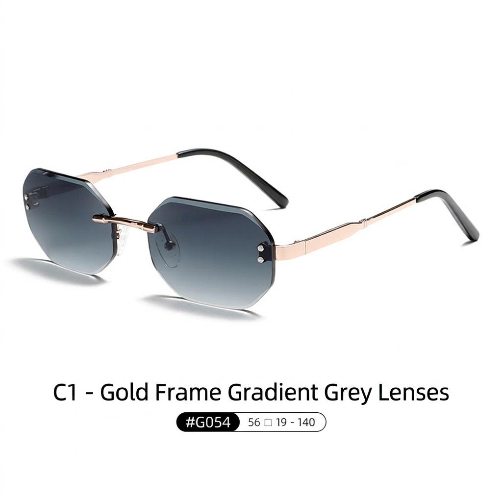 Rimless Gradient Square Sunglasses UV400 Protection Metal Frame Fashion Unisex Sunglasses for Driving Street Party Outdoor