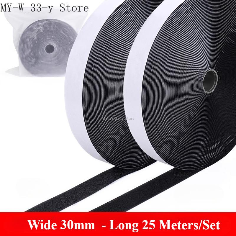 3/25Meter Starkes Selbstklebendes Klettband Haken und Schlaufe Schwarz Weiß Nylon Klettband Klebeband mit Starkem Kleber 25/30/50MM