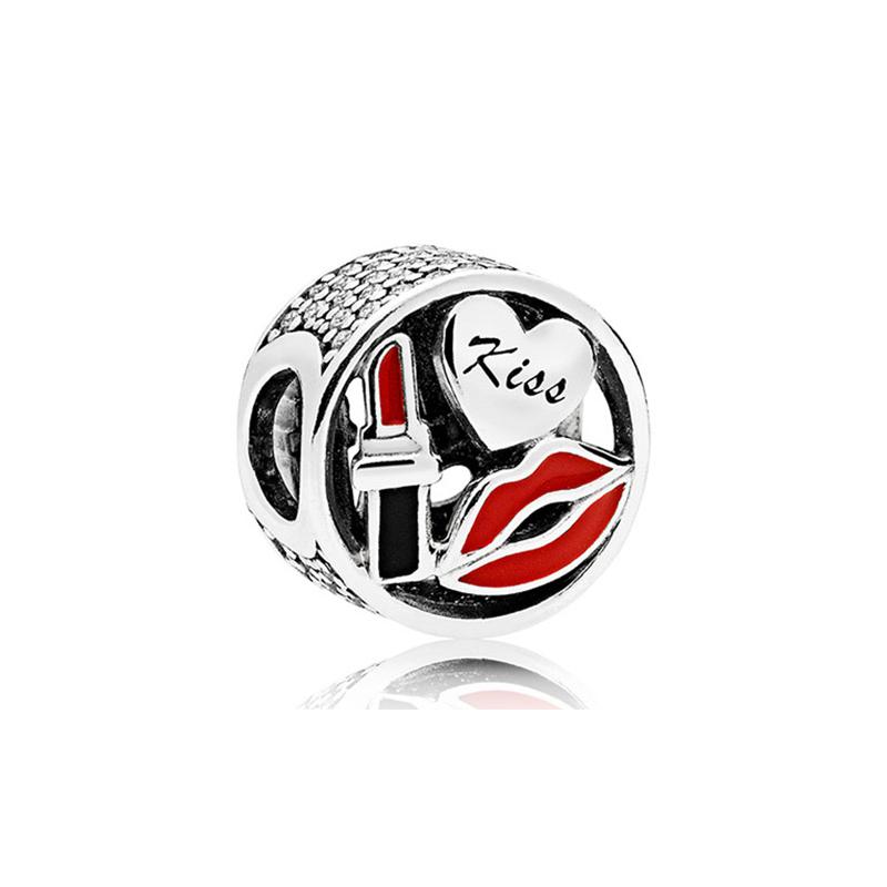 Pandora 925 silver enamel charm charm kiss women s multi-color 796324ENMX