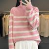 Women Sweater Turtleneck 100% Wool MODERN NEW SAGA Zipper Knit Pullover Turn-down Collar Thick Winter Jumpers Female Knit Tops
