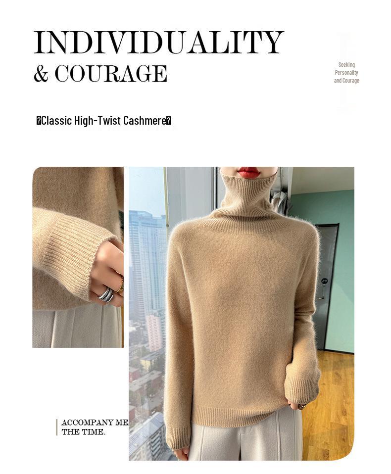 Women's Cashmere High-Neck Sweater, 2025 Style: Thickened Saddle Shoulder, High-End Fashion, Loose Fit