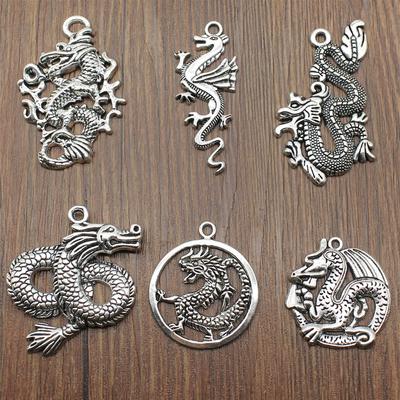 5pcs Charms Dragon DIY Jewelry Findings DIY Jewelry Making Jewelry Accessories Antique Silver Color Flying Dragon Charms