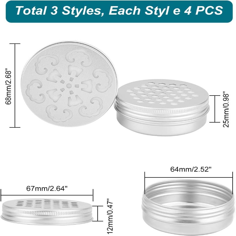 12PCS 2 Ounce/60ml Aluminum Tins Silver Refillable Screw Lid Screw Lid  for Air Freshener Candles