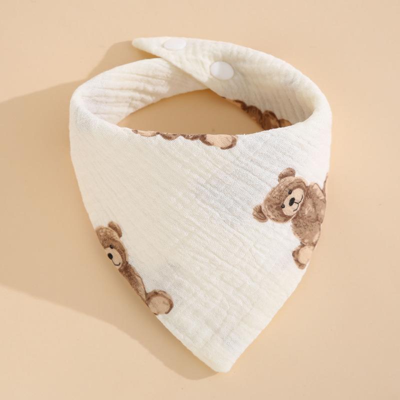 Baby Saliva Towel Class A Four-Layer Crepe Cartoon Snap-Button Bib Baby Triangle Scarf Newborn Bib