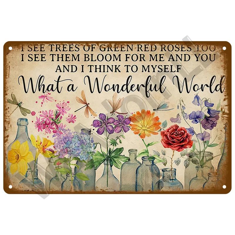 Retro Flowers Bird Metal Sign Garden Decorations Wall Art Mural Vintage Tin Sign Home Plate Room Decor Garden Painting Gift F