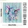 1pc Dancing Hummingbirds Bath Curtain Soft Teal Background with Iridescent Birds Pink White Floral Arrangement Romantic Decor