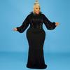 Europejska i Amerykańska Sukienka Damska Plus Size z Rękawami z Cekinów