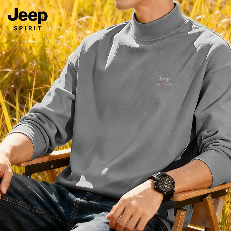JEEP SPIRIT Men's Thermal Half-Turtleneck Long Sleeve Top