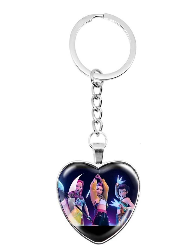 KPop Dämonenjäger Anime niedlicher Schlüsselanhänger Kinder Mode Schmuck Accessoires Edelstein Pfirsich Herz Halskette Mädchen Urlaubsgeschenk