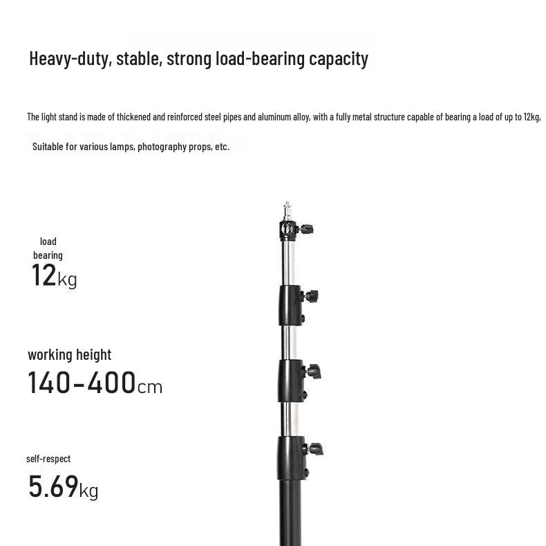 Ambitful 4m Heavy Duty Studio Light Stand with 1/4 and 3/8" Mounts