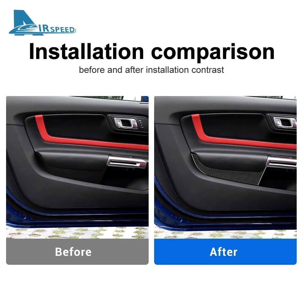 AIRSPEED Dekal För Ford Mustang 2015-2022 RHD LHD Fram Bakdörr Bil Äkta Kolfiber Interiörlist Tillbehör